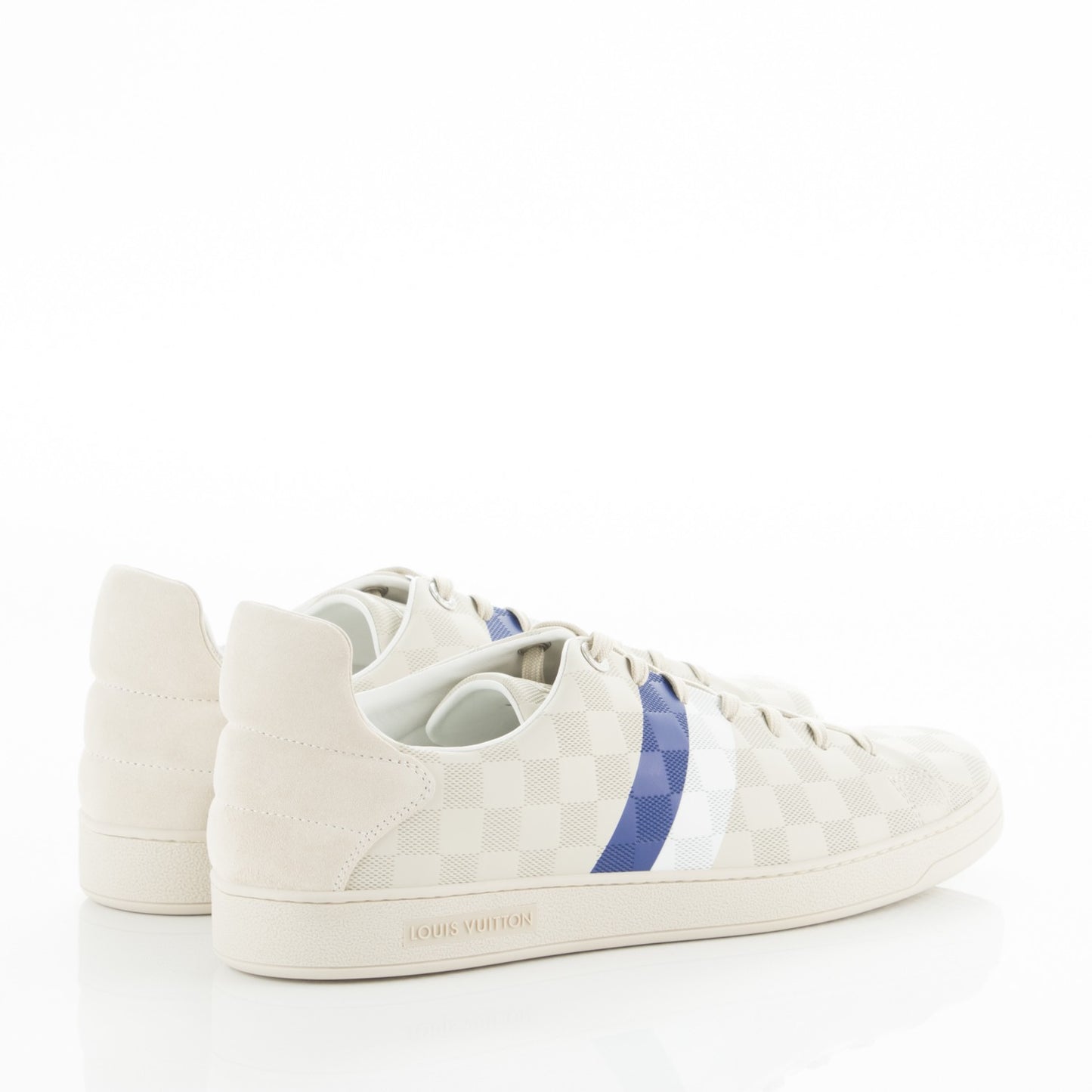 Calfskin Damier Embossed Frontrow Sneakers 11 Creme