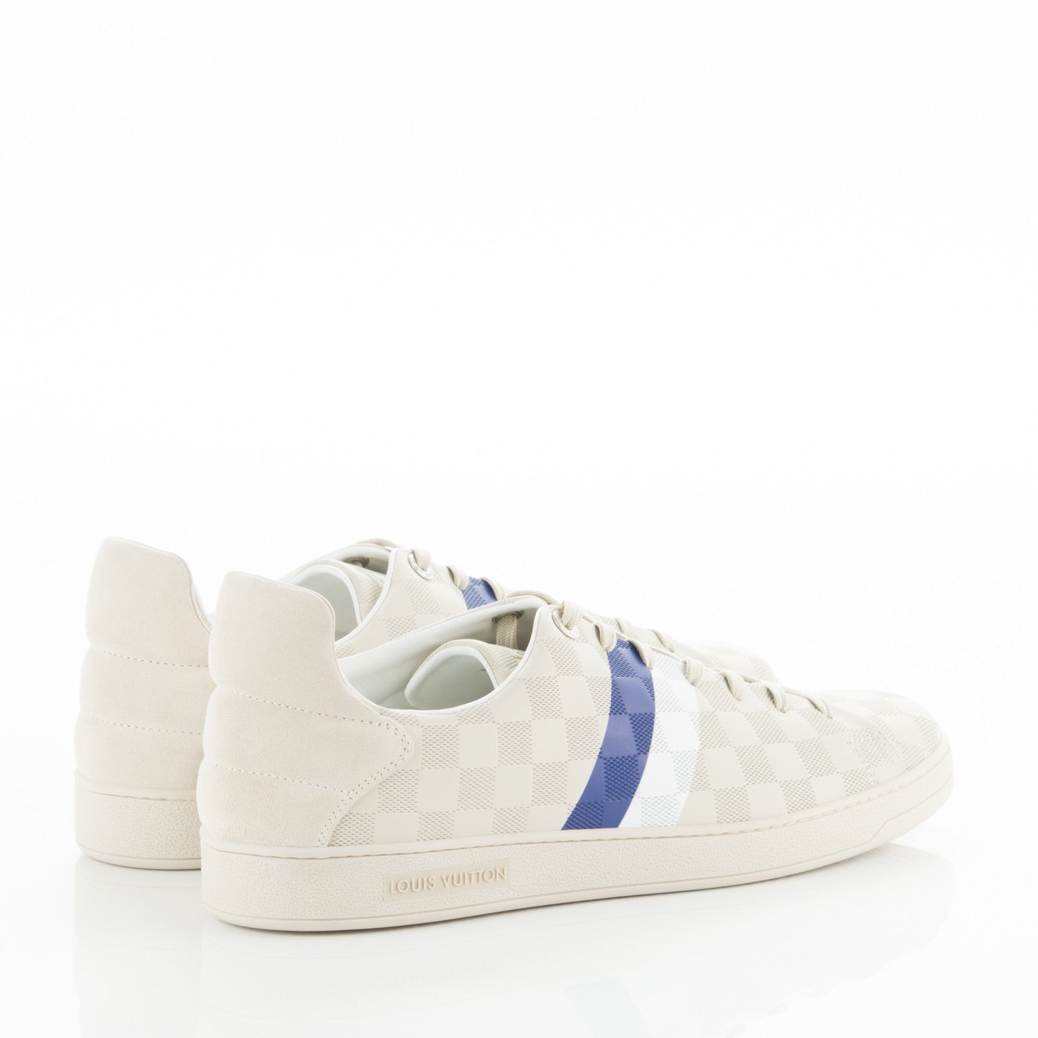 Louis Vuitton Calfskin Damier Embossed Frontrow Sneakers 11 Creme 4 of 8