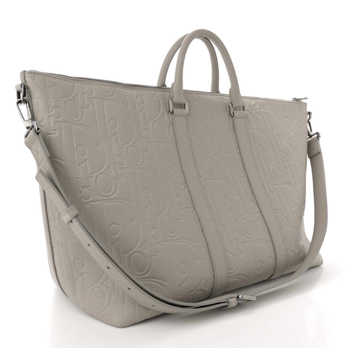 Grained Calfskin Embossed Dior Gravity Weekender 40 Beige