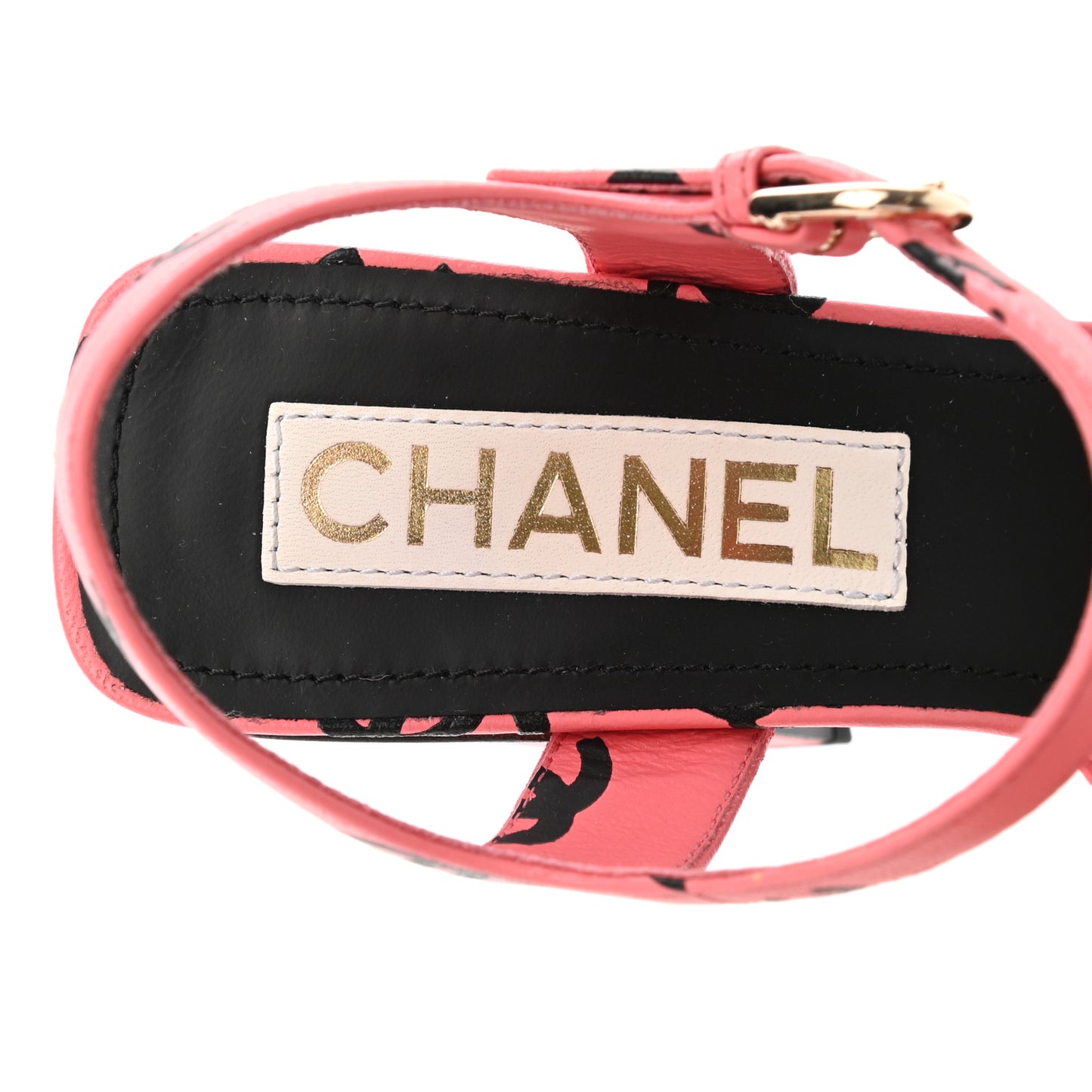 Printed Lambskin Coco Beach Sandals 37 Pink Black