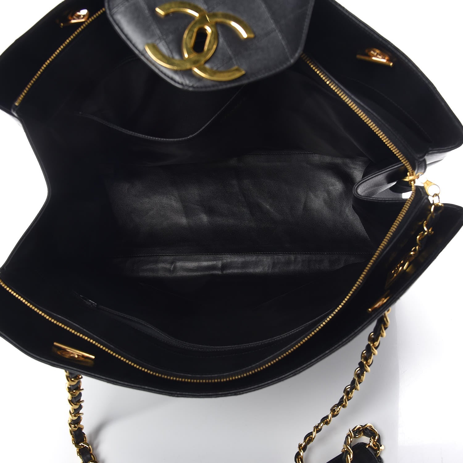 Chanel Calfskin Stitched XL Weekender Black 6 of 12