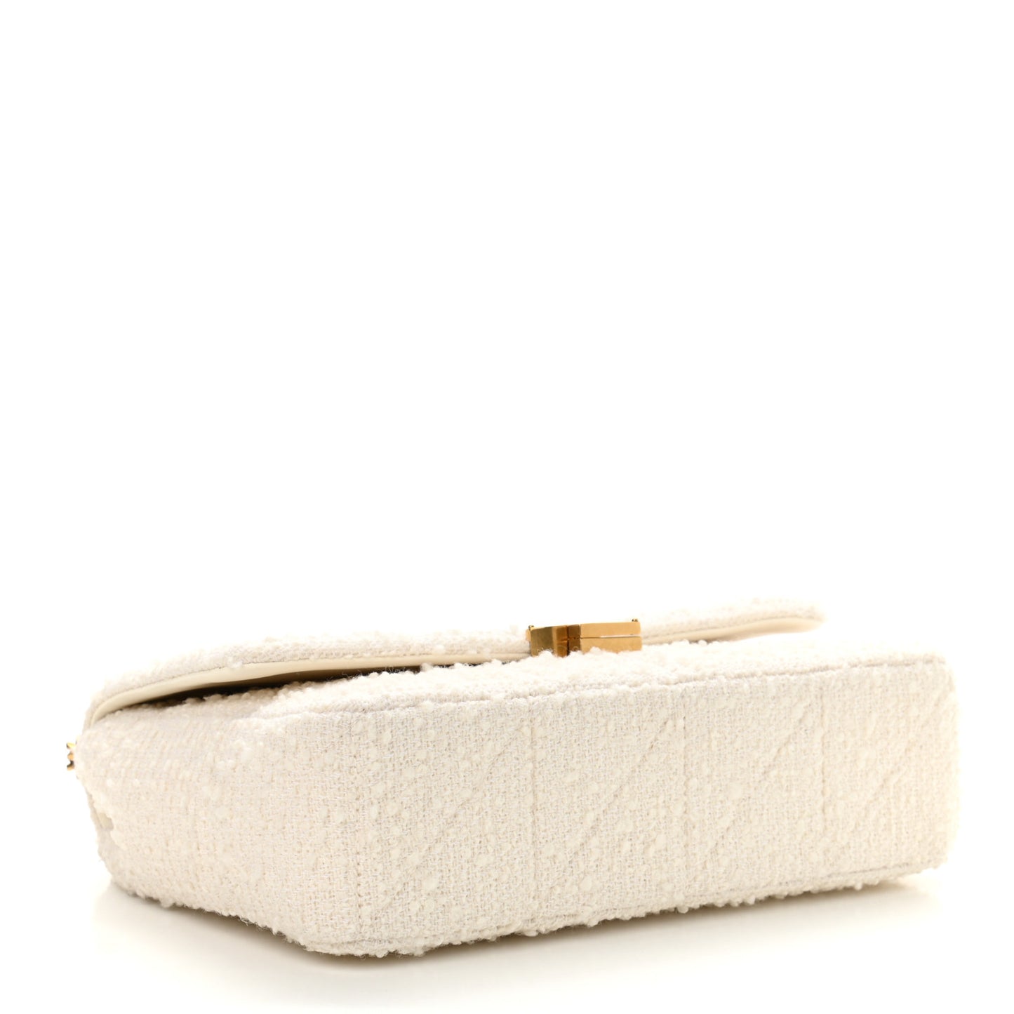 Boucle Tweed Patchwork Monogram Medium Jamie Baguette Craie