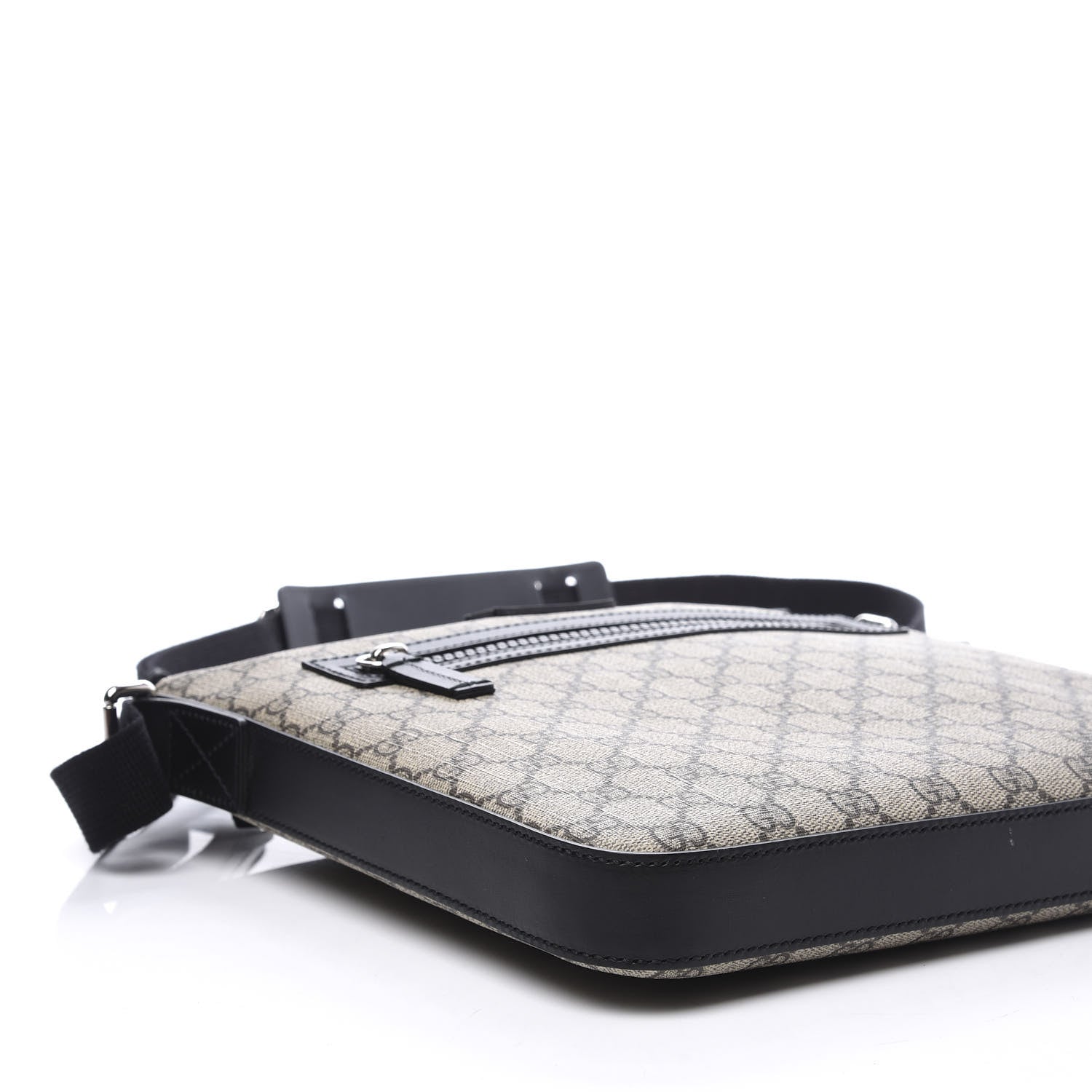 Gucci GG Supreme Monogram Flat Messenger Bag Black 6 of 11