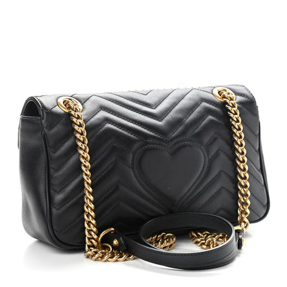 Gucci Calfskin Matelasse Small GG Marmont Shoulder Bag Black 3 of 12