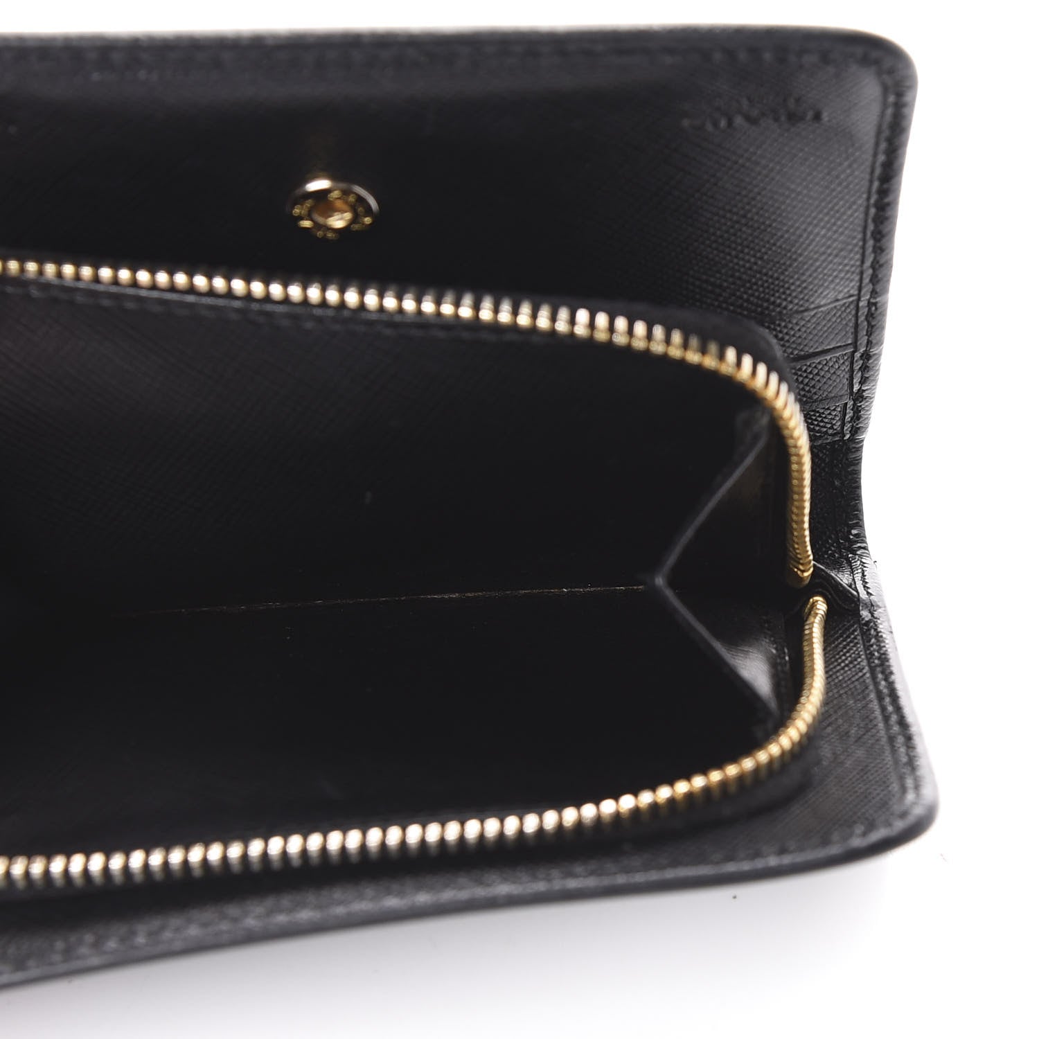 Prada Saffiano Compact Bi-Fold Wallet Black 6 of 10