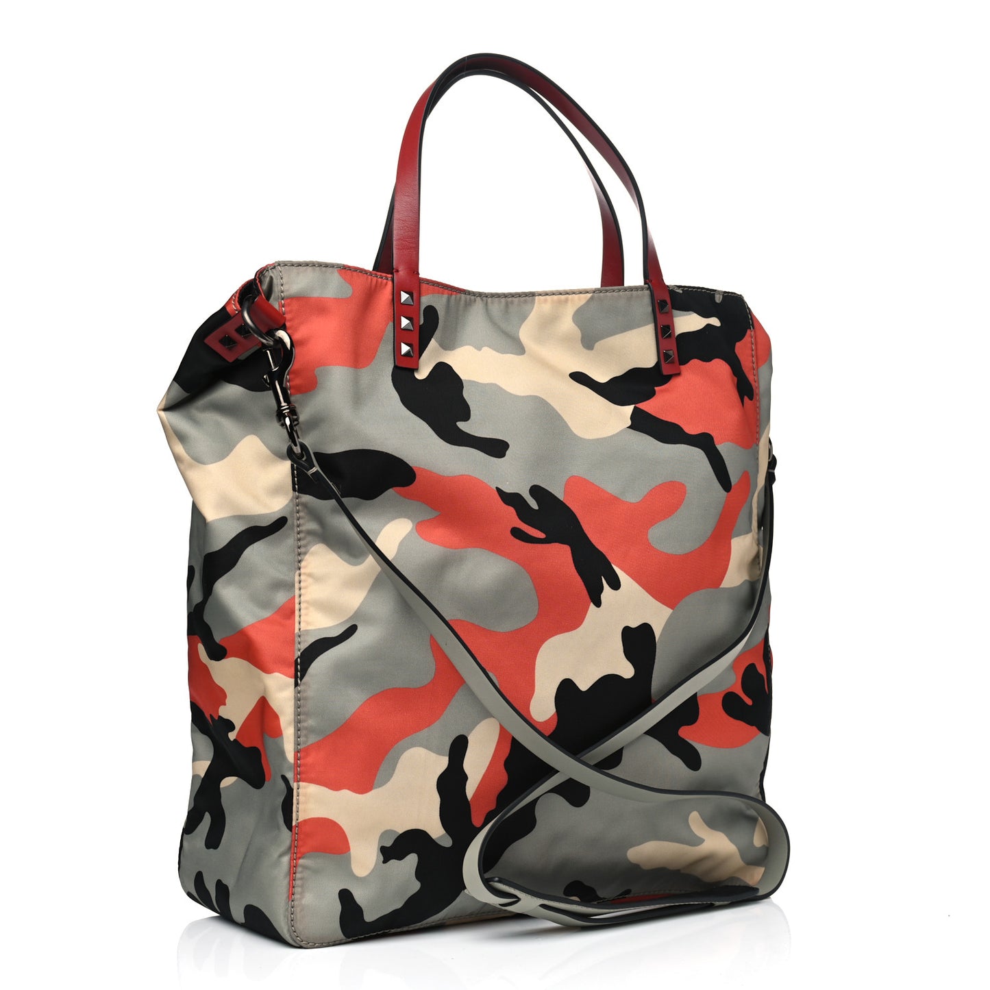 Nylon Camouflage Rockstud Tote Multicolor
