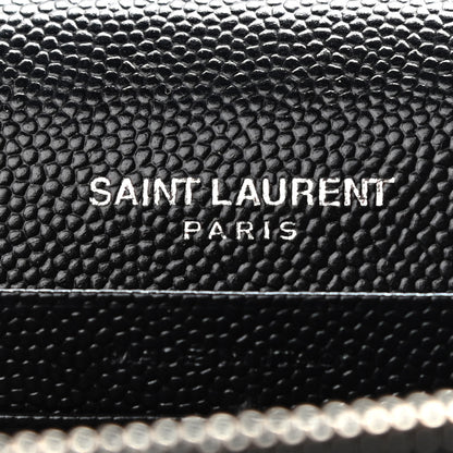 Saint Laurent Grain De Poudre Matelasse Chevron Monogram Envelope Chain Wallet Black 6 of 10