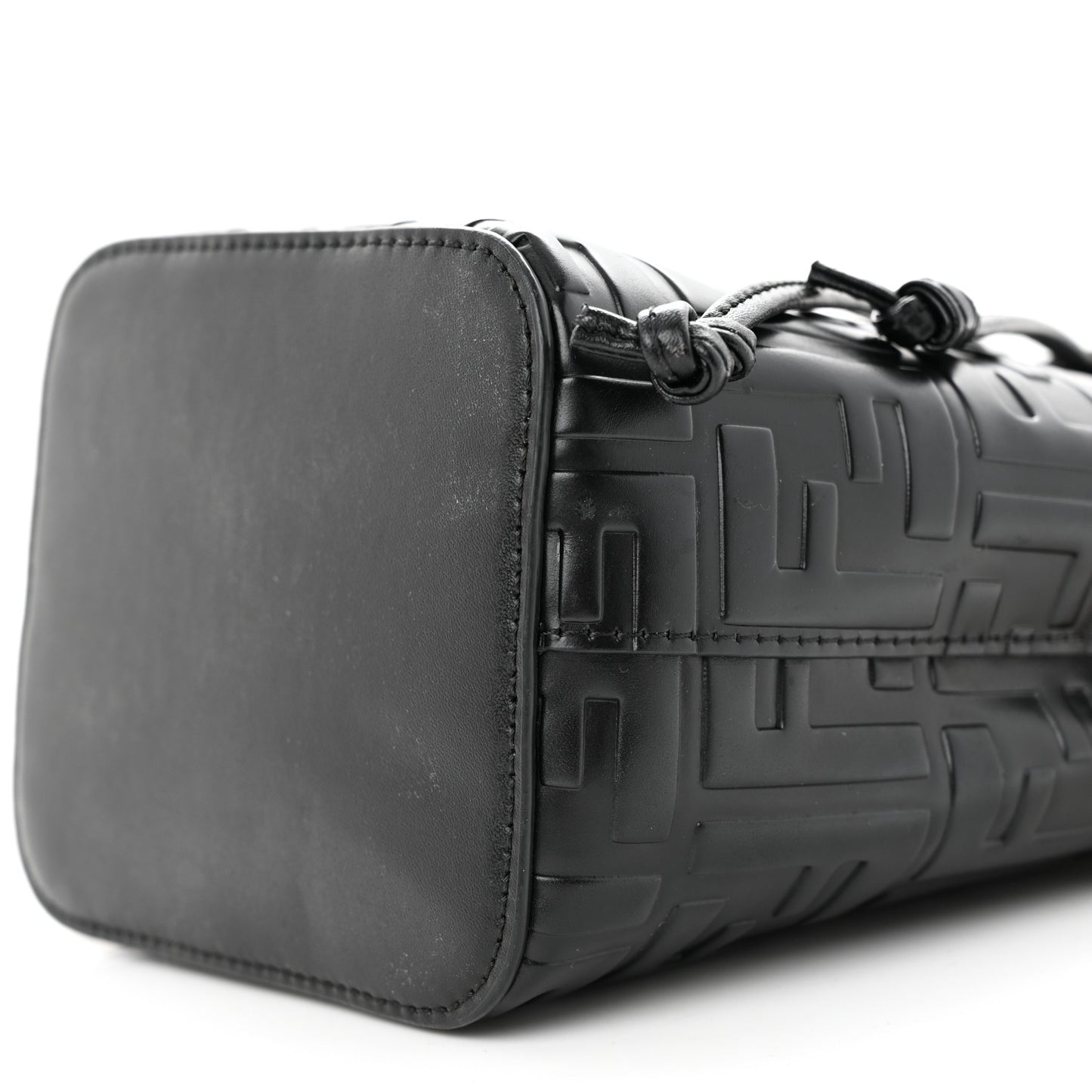 Vitello Liberty F is Fendi FF 1974 Embossed Mini Mon Tresor Bucket Bag Black