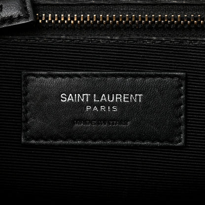 Saint Laurent Grain De Poudre Textured Mixed Matelasse Large Triquilt Monogram Monochrome Satchel Black 6 of 12
