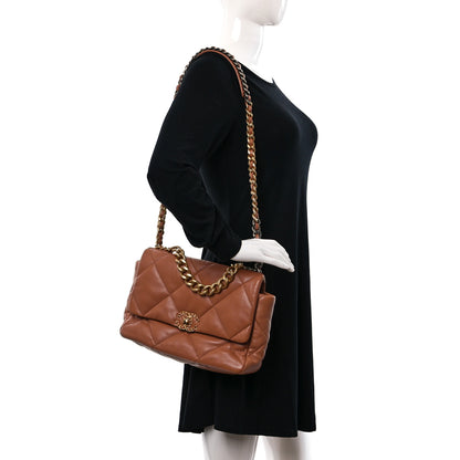 Chanel Lambskin Quilted Large Chanel 19 Flap Brown 2 of 10