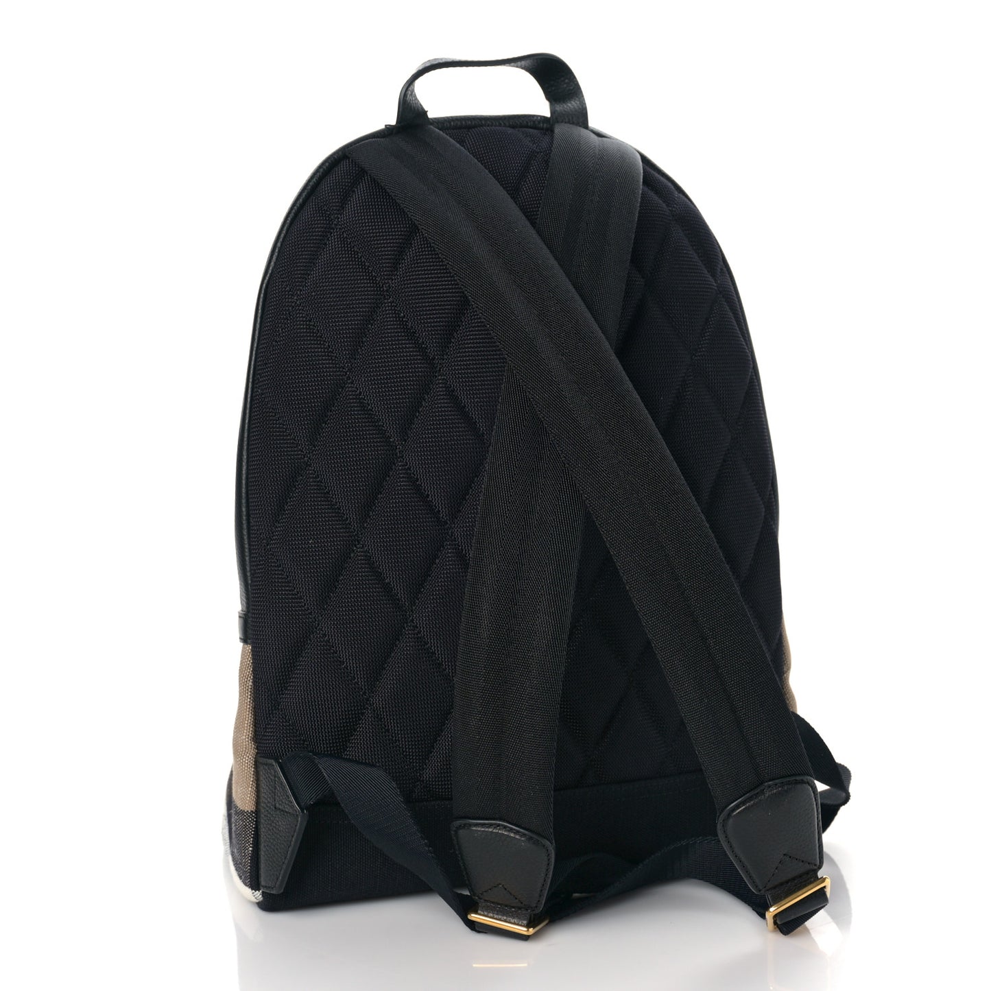 Mega Check Calfskin Abbeydale Simple Backpack Black Camel