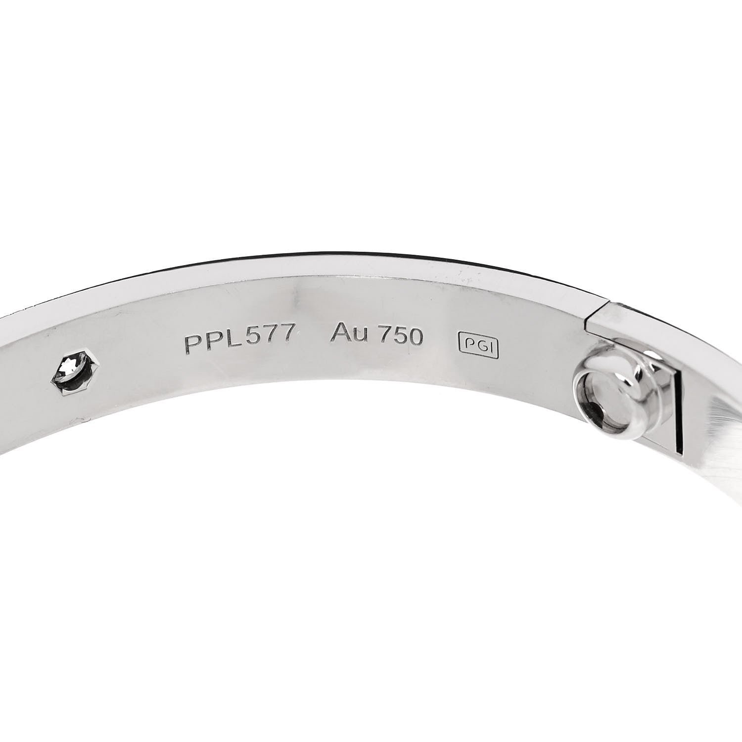 Cartier 18K White Gold 4 Diamond Love Bracelet 17 7 of 9