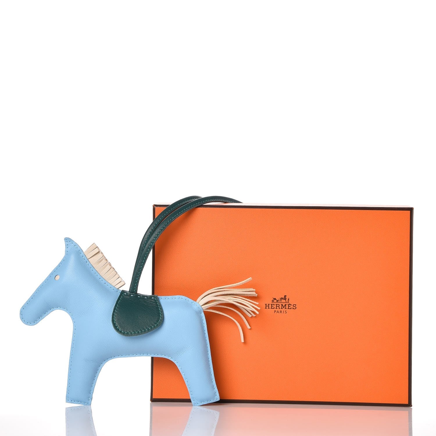 Hermes Milo Lambskin Grigri Rodeo Horse Bag Charm GM Celeste Malachite Craie 4 of 4