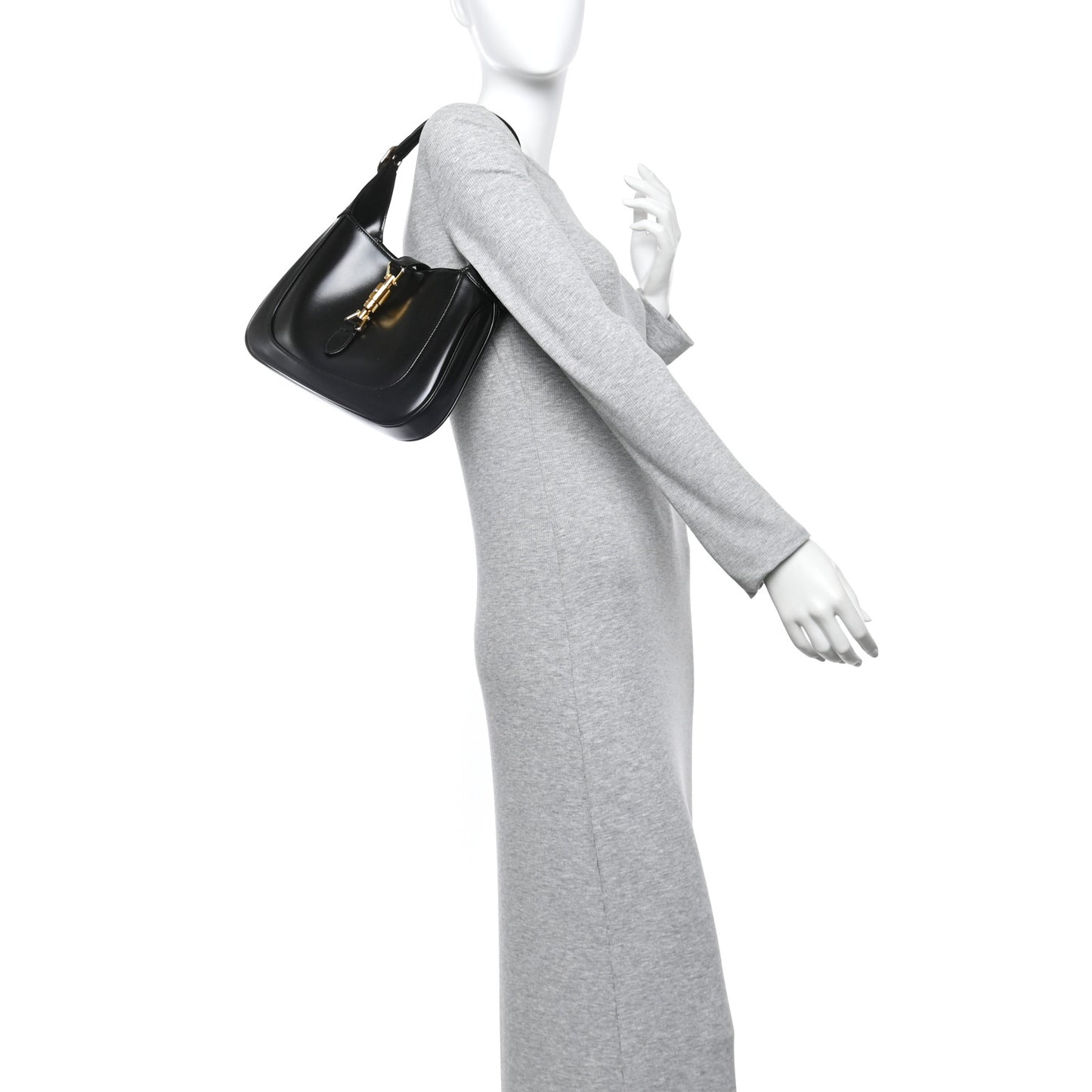 Boarded Dyana Lux Calfskin Small Jackie 1961 Hobo Black