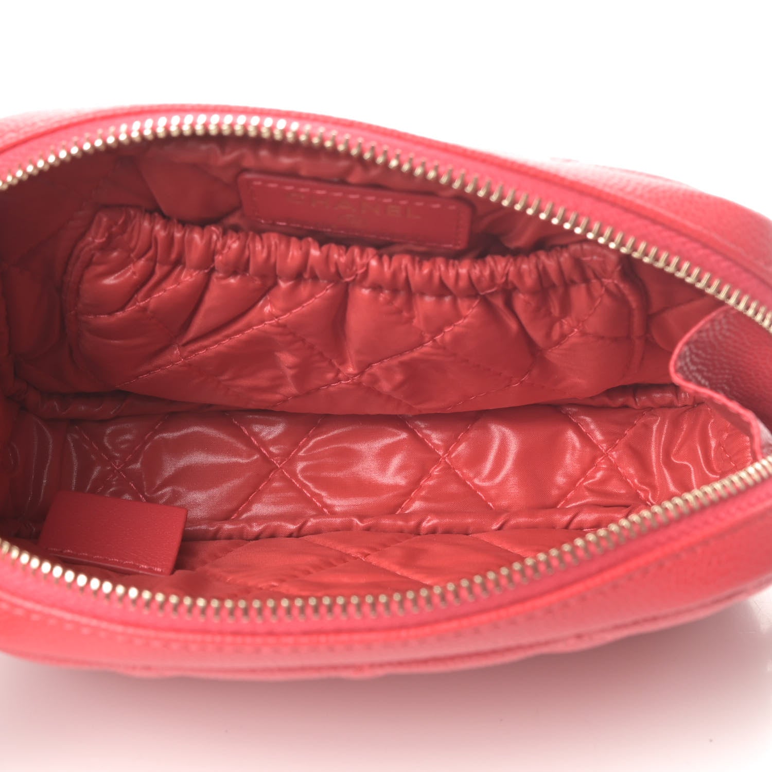 Chanel Caviar Quilted Small Curvy Pouch Cosmetic Case Dark Red 5 of 8