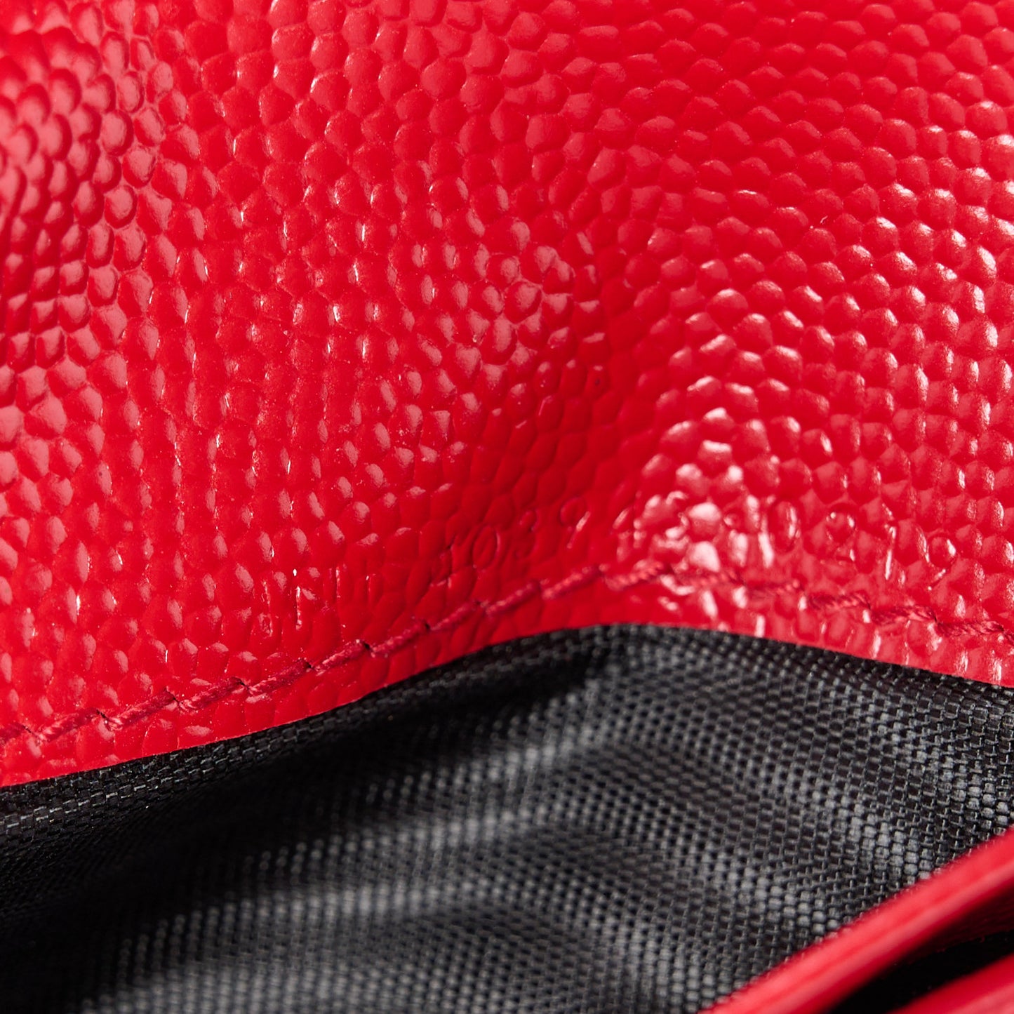 Grain De Poudre Matelasse Chevron Monogram Compact Tri Fold Wallet Red
