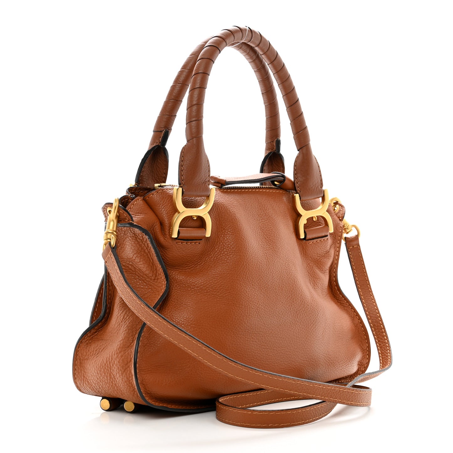Calfskin Small Marcie Satchel Tan