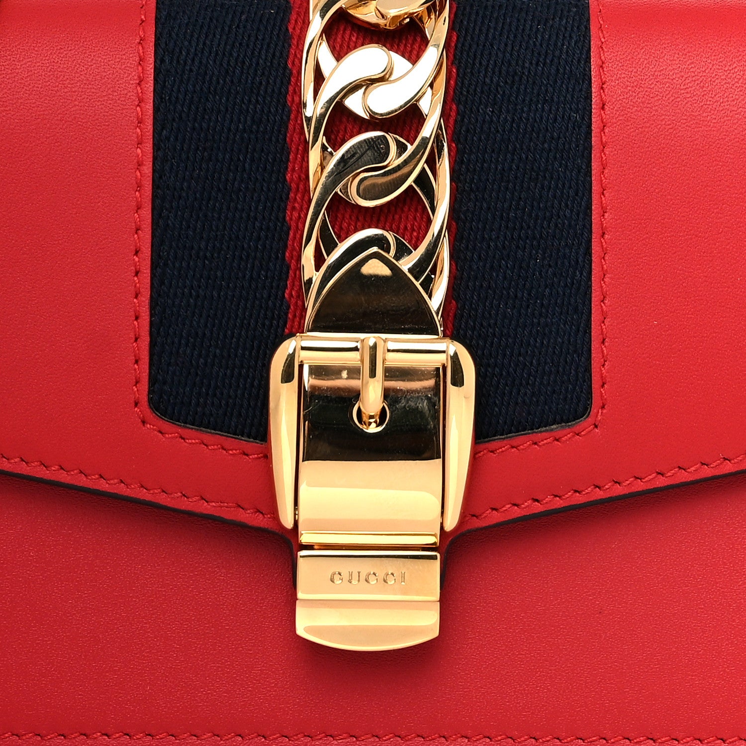 Gucci Calfskin Super Mini Sylvie Chain Shoulder Bag Hibiscus Red 8 of 10
