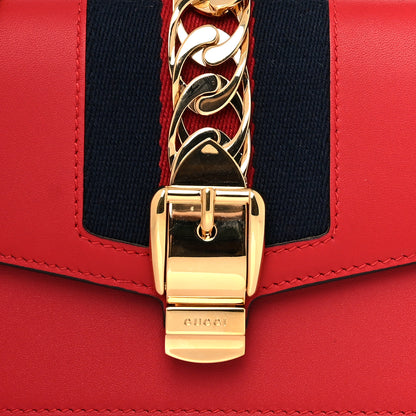 Gucci Calfskin Super Mini Sylvie Chain Shoulder Bag Hibiscus Red 8 of 10