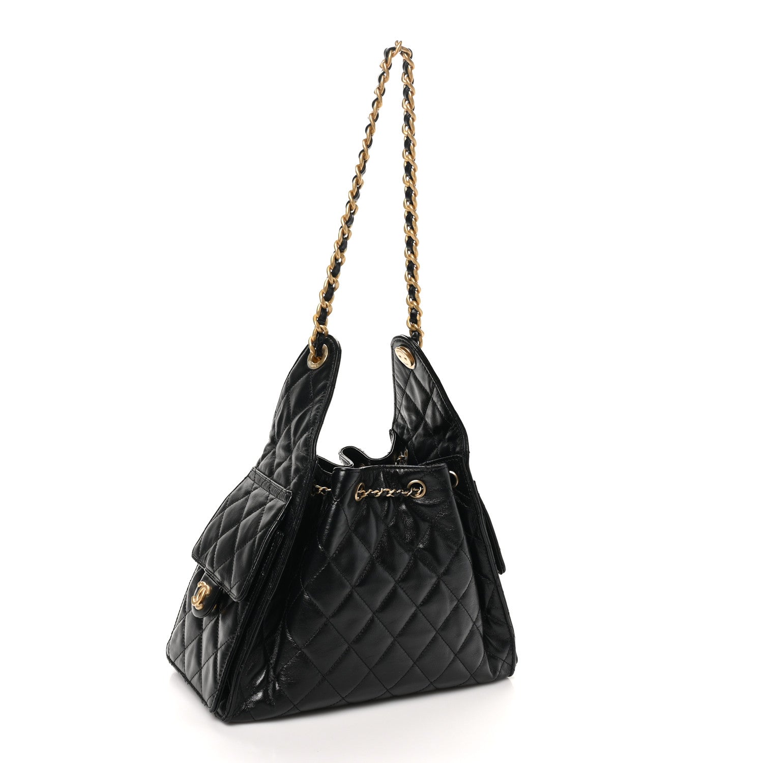 Chanel Shiny Calfskin Quilted Small Chanel 25 Handbag Black 2 of 10