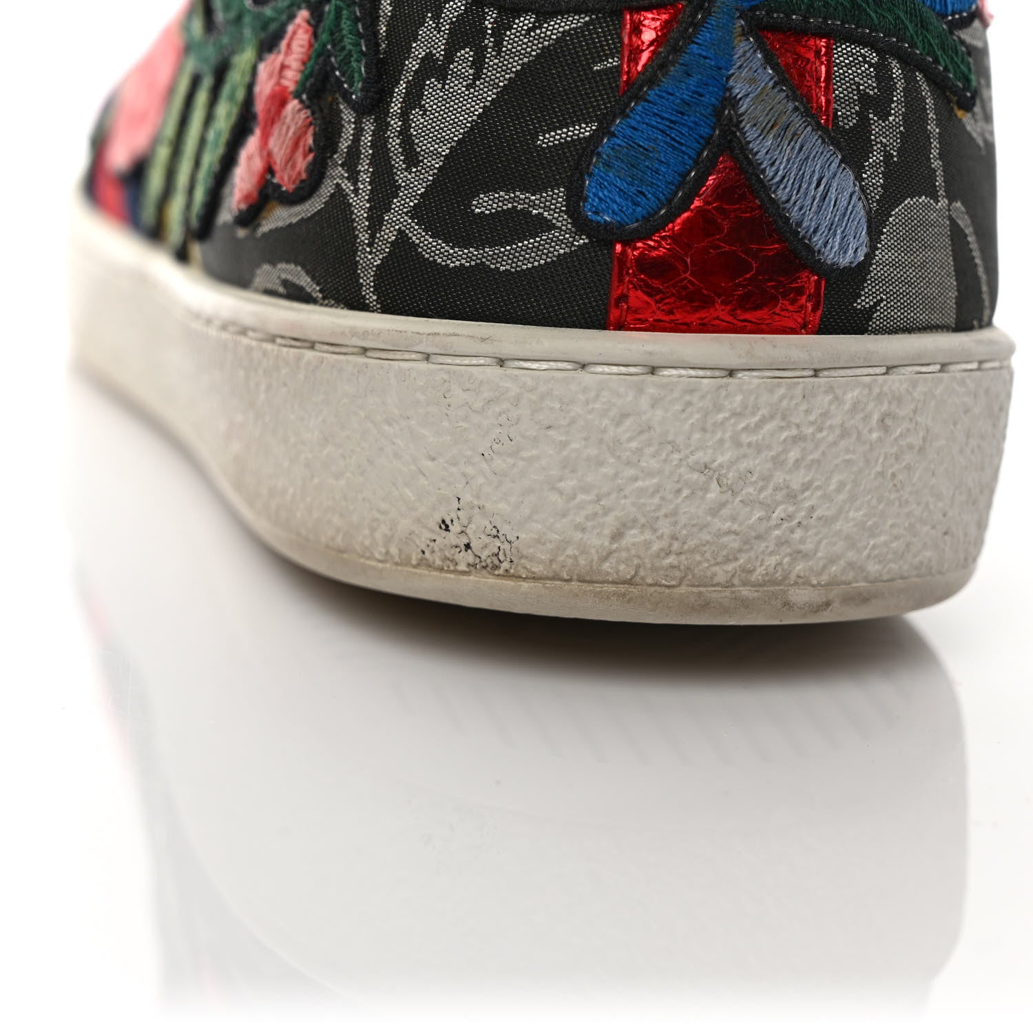 Gucci Lurex Brocade Web Nappa Ace Sneakers 9 Black Pink Oro Vecchio 10 of 10