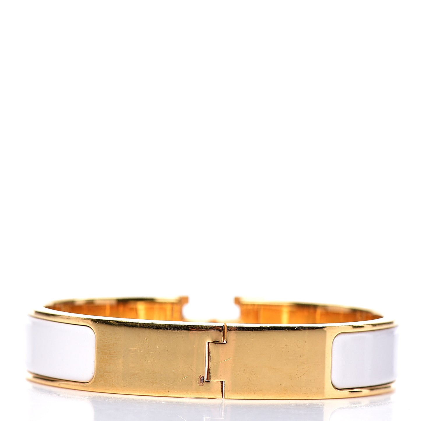 Enamel Narrow Clic Clac H Bracelet PM White