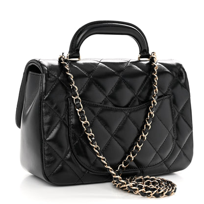 Chanel Shiny Lambskin Quilted Coco Trip Flap Bag Black 3 of 11