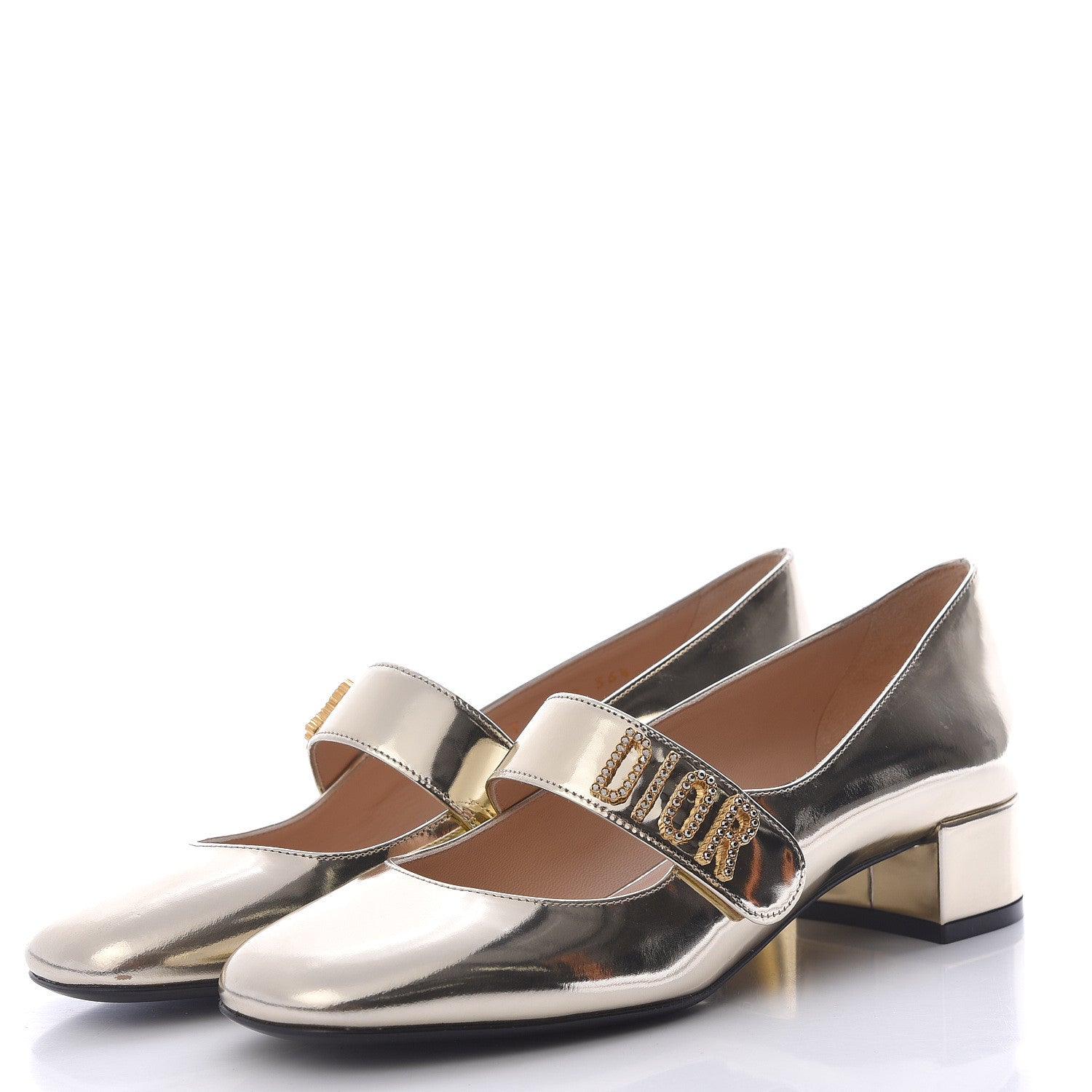 Christian Dior Mirror Finish Calfskin Baby-D Ballet Pumps 36.5 Stardust Gold 3 of 8