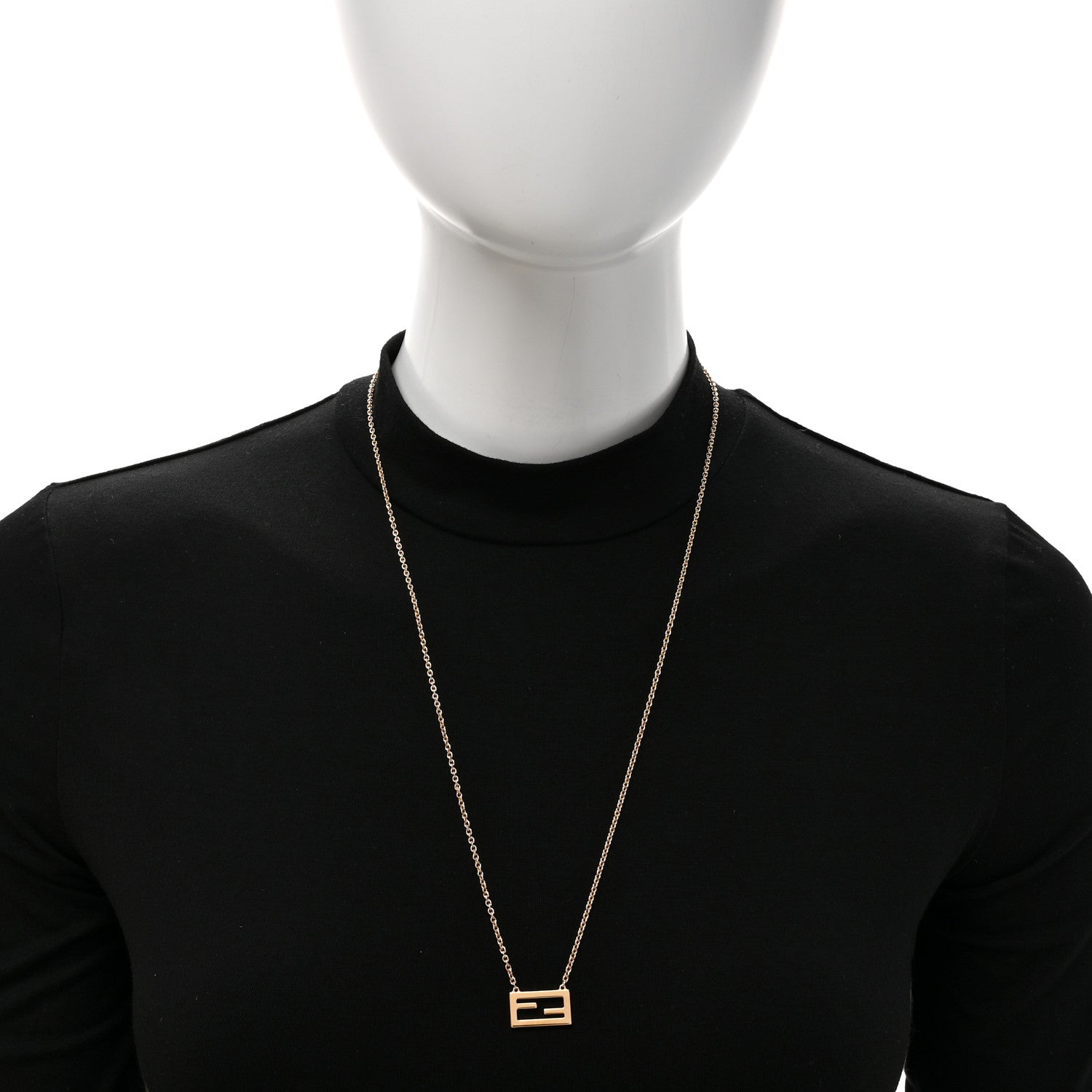 Fendi Bronze Baguette Necklace Gold 2 of 6