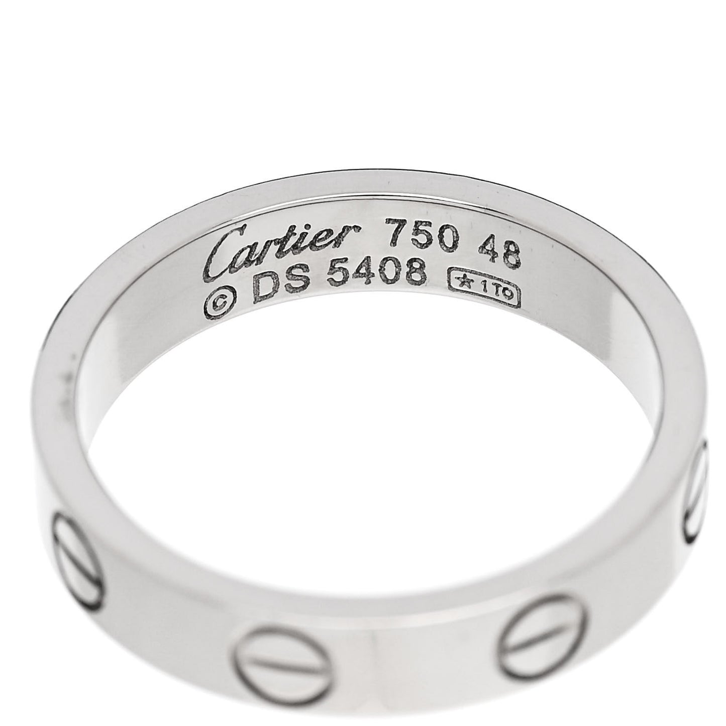 18K White Gold 3.5mm LOVE Wedding Band Ring 48 4.5