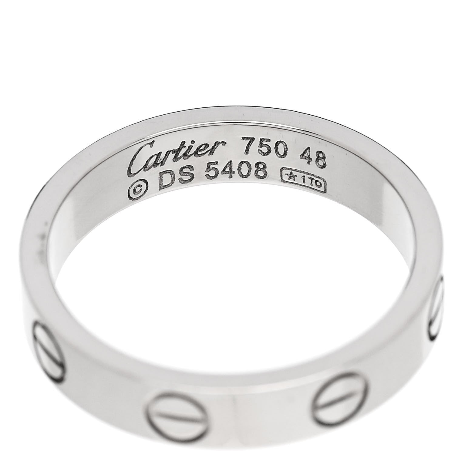 Cartier 18K White Gold 3.5mm LOVE Wedding Band Ring 48 4.5 4 of 4