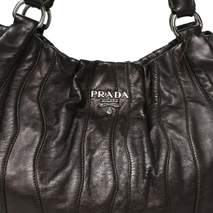 Prada Nappa Pleated Hobo Grafite Mordore 7 of 10