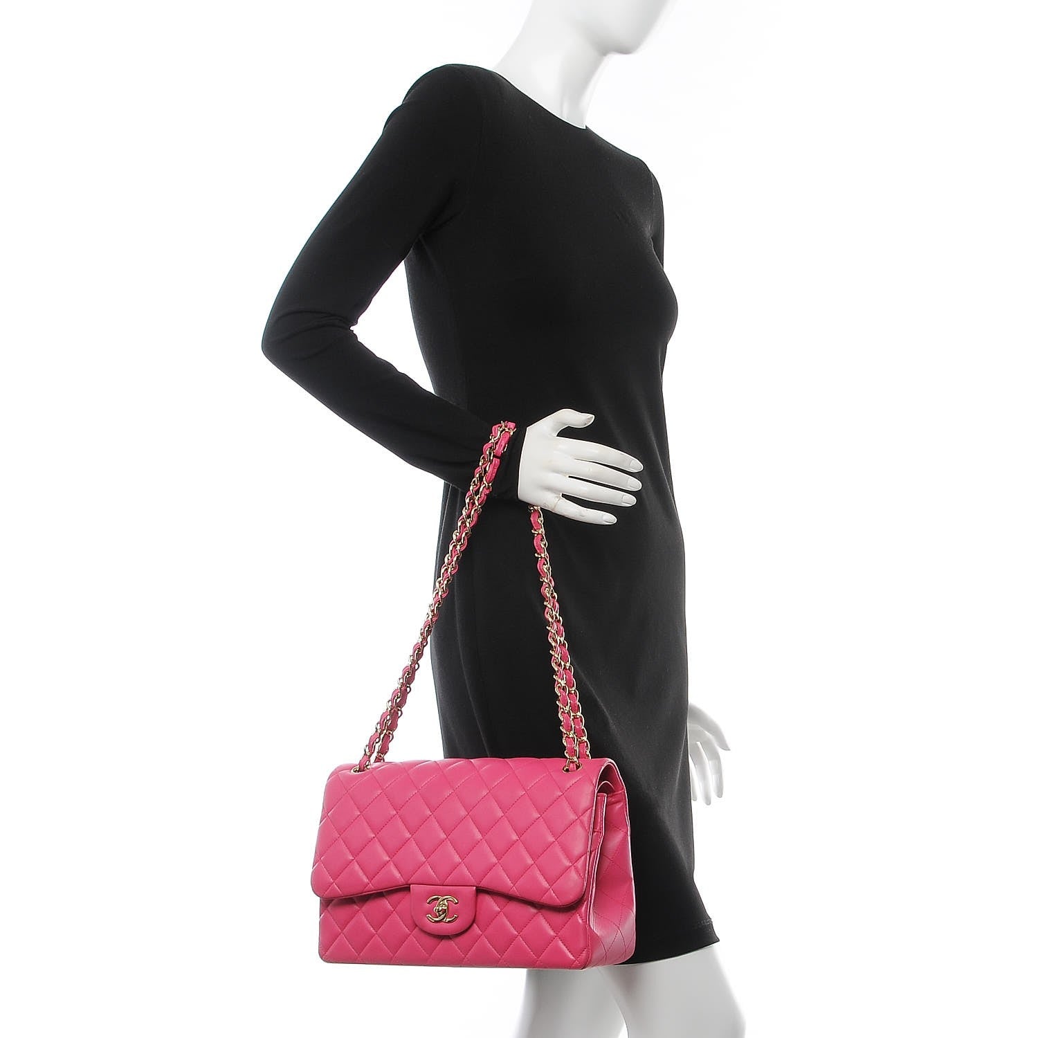 Chanel Lambskin Quilted Jumbo Double Flap Fuchsia 2 of 9