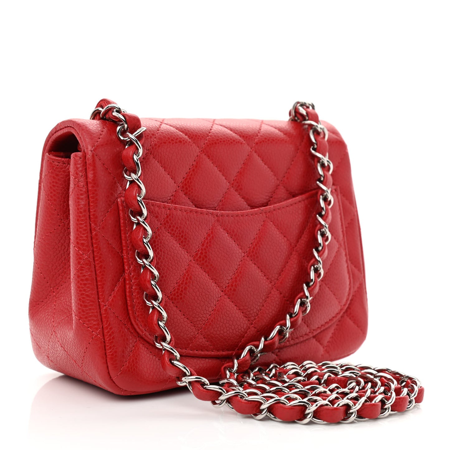 Caviar Quilted Mini Square Flap Red