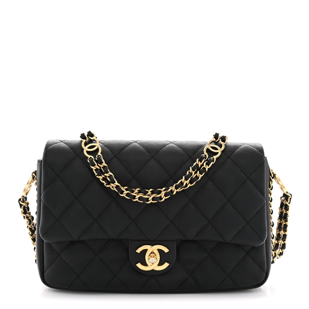 Caviar Quilted Small CC You Flap Black