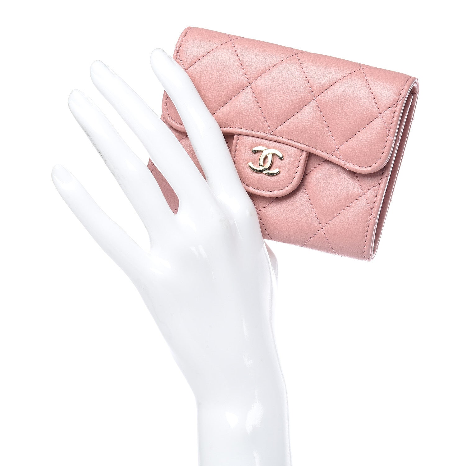 Chanel Lambskin Quilted Flap Card Holder Pink 2 of 15