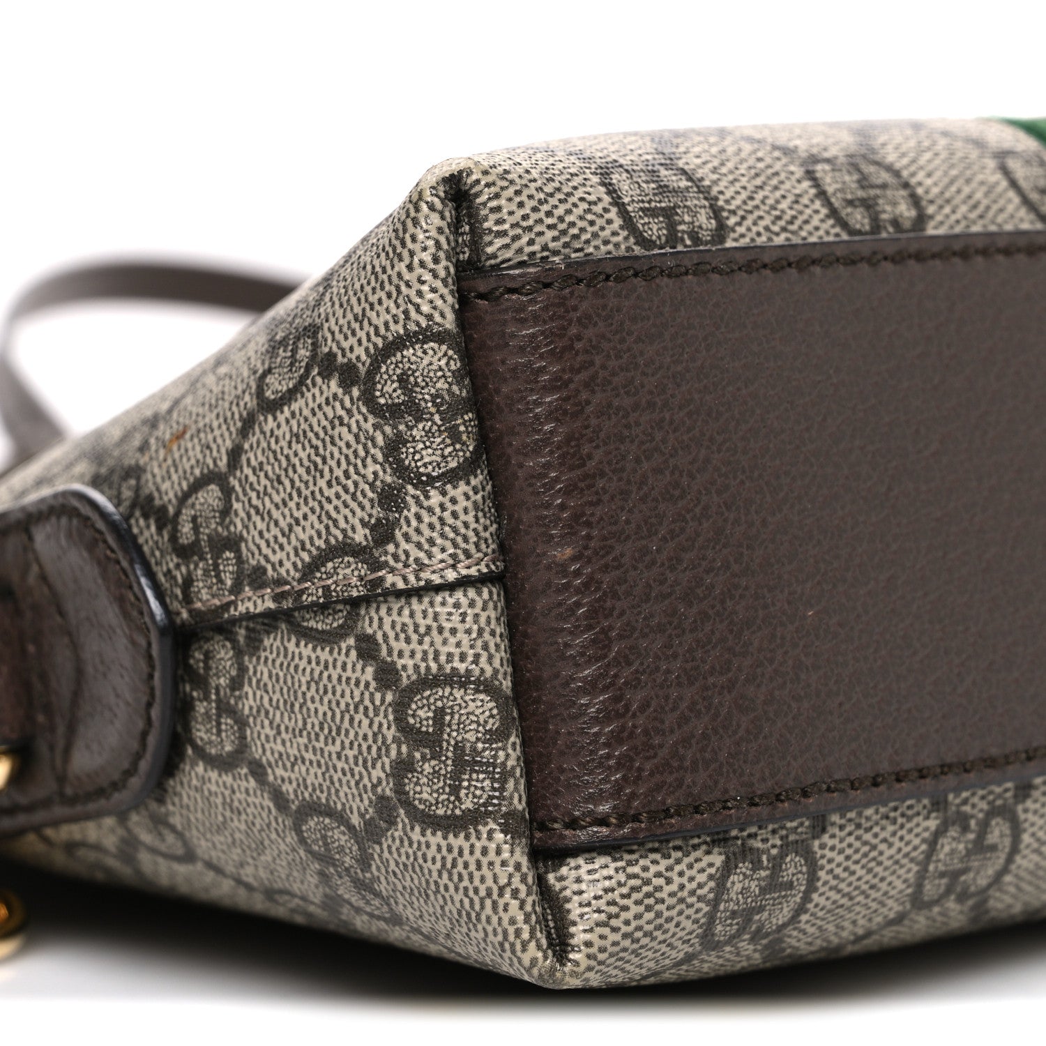 Gucci GG Supreme Monogram Textured Dollar Calfskin Web Small Ophidia Dome Shoulder Bag Beige Ebony New Acero 8 of 10