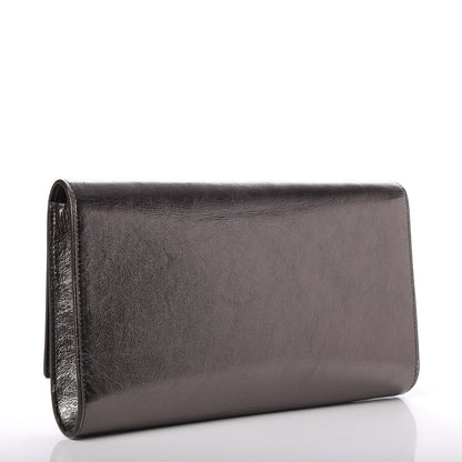 Saint Laurent Metallic Calfskin Large Belle De Jour Clutch Dark Silver 3 of 7