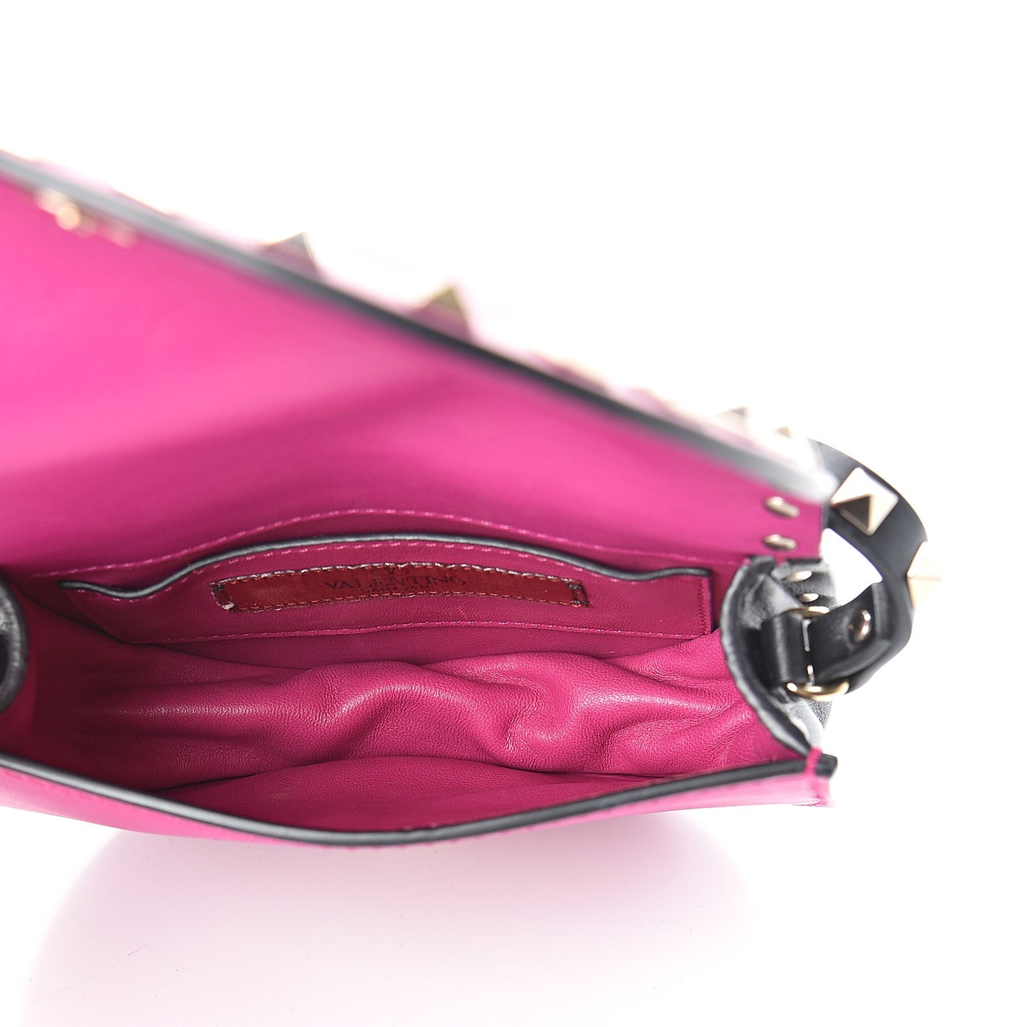 Vitello Rockstud Halfmoon Saddle Bag Fuxia Black