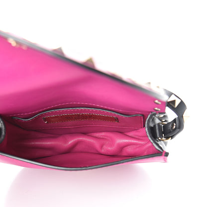 Valentino Garavani Vitello Rockstud Halfmoon Saddle Bag Fuxia Black 5 of 14