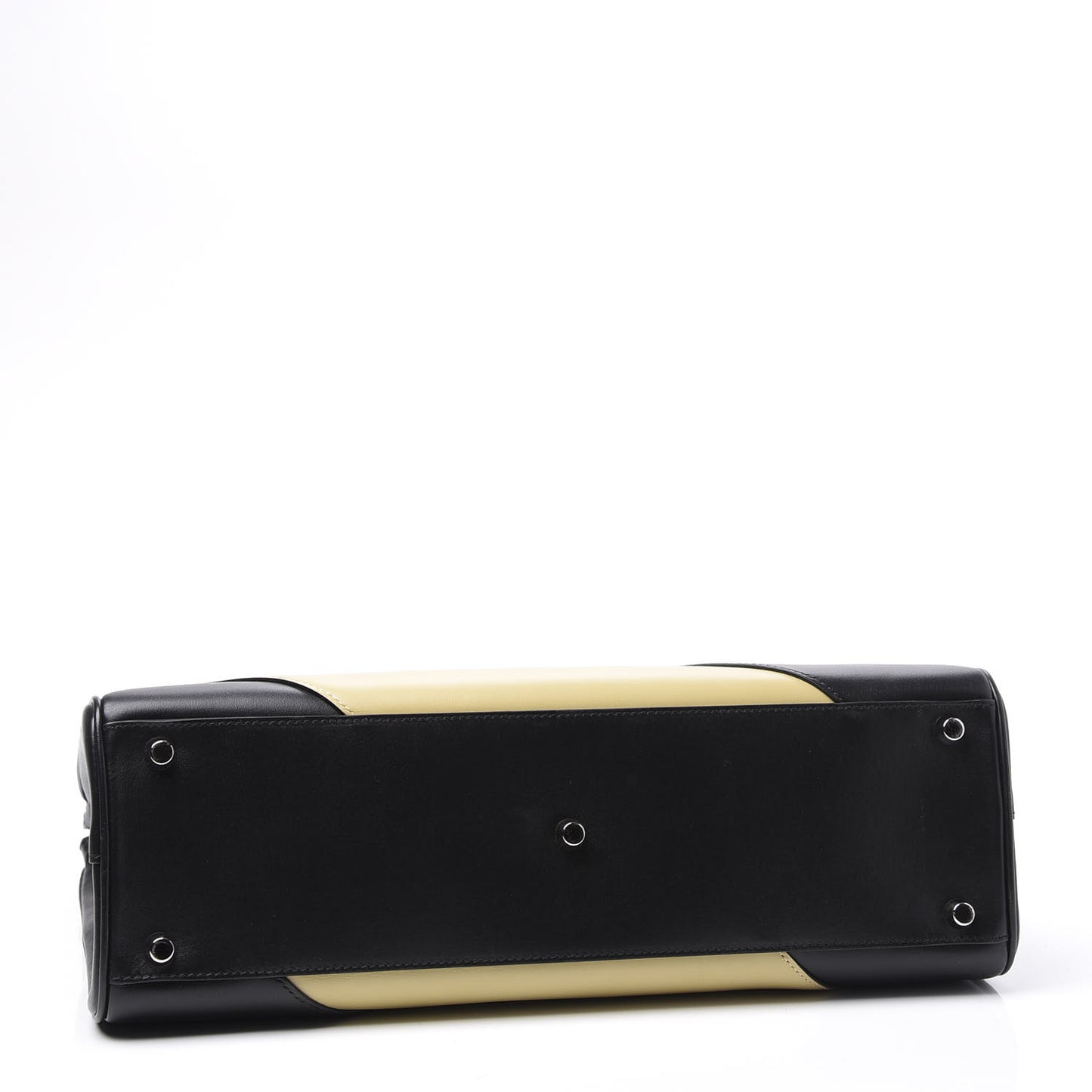 Smooth Calfskin Diagonal Striped Medium Zumi Top Handle Bag Black Beige