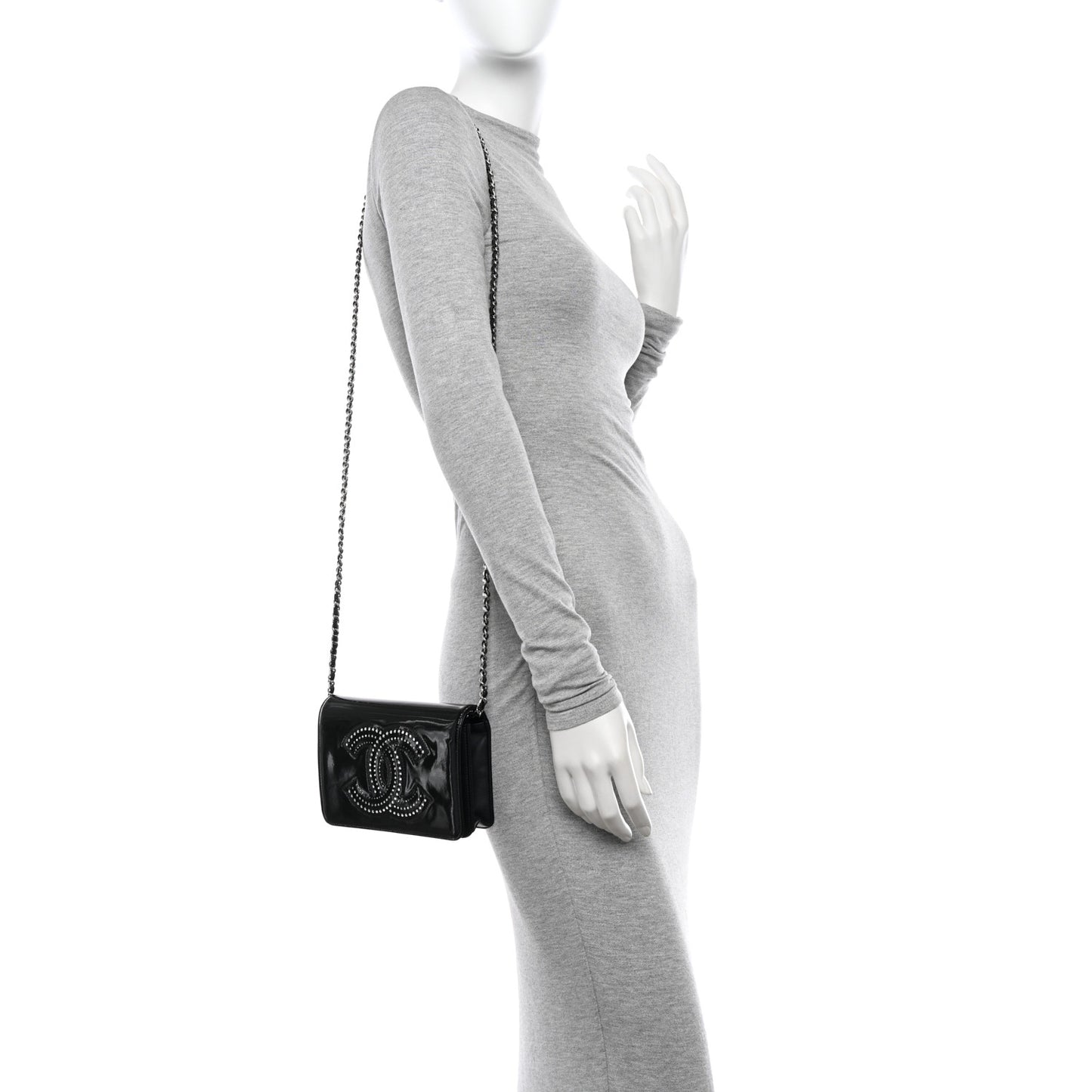 Patent Strass Wallet On Chain WOC Black