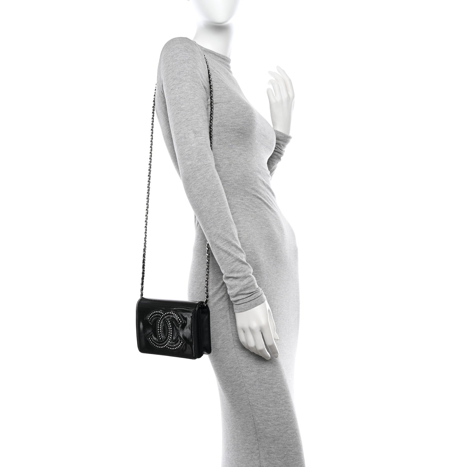 Chanel Patent Strass Wallet On Chain WOC Black 2 of 12