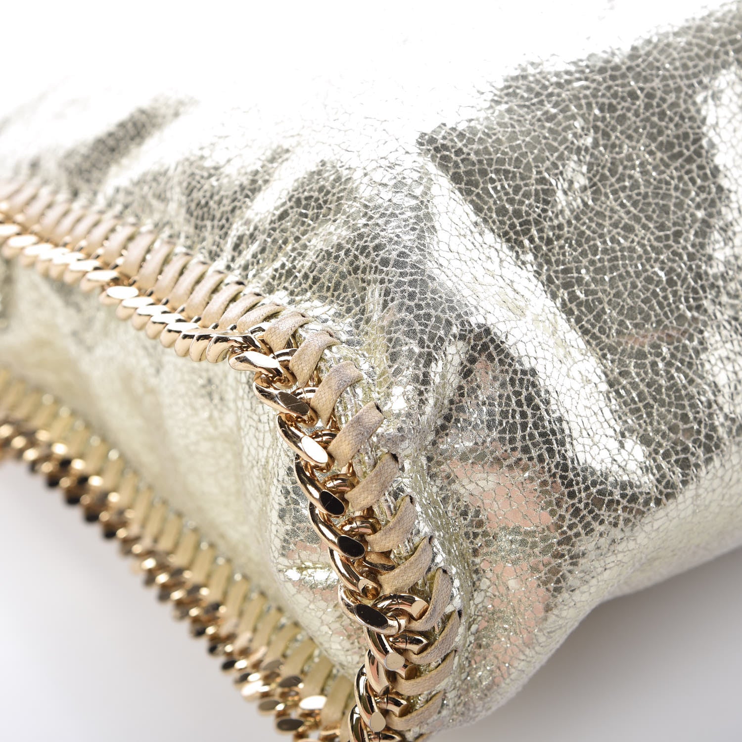 Stella McCartney Metallic Crackle Shaggy Deer Falabella Fold Over Tote Gold 15 of 15