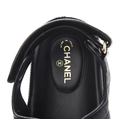 Chanel Grained Calfskin Velcro Dad Sandals 41 Black 6 of 9