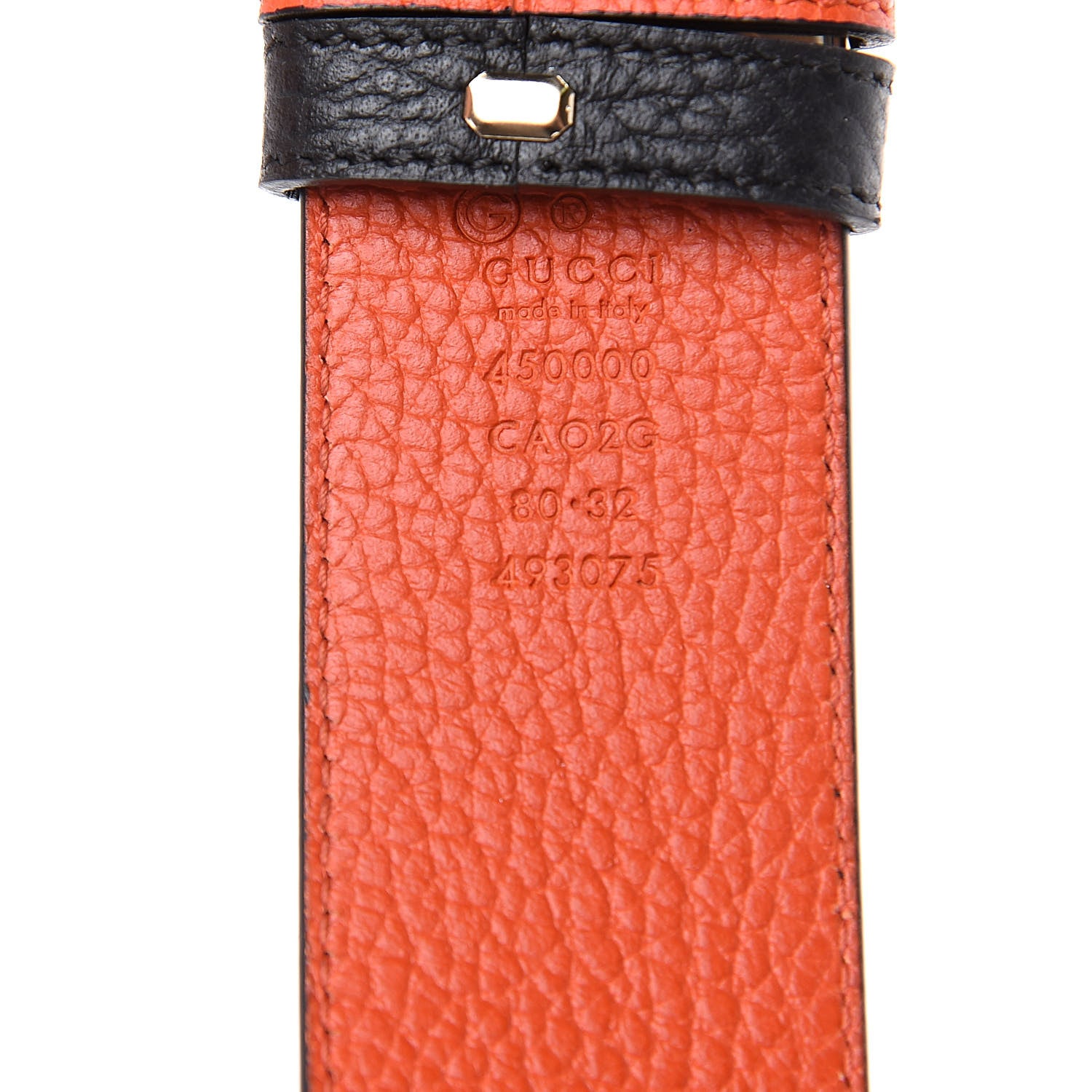Gucci Calfskin 1973 Reversible Belt 80 32 Black Orange 6 of 6
