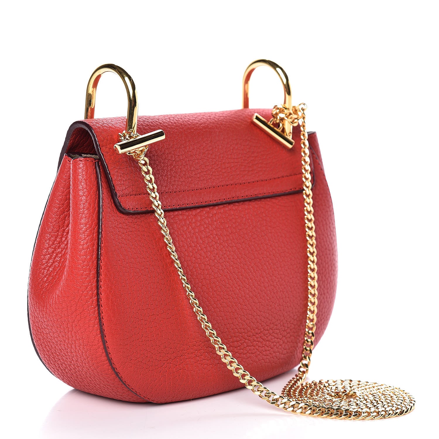 Chloe Grained Lambskin Mini Drew Shoulder Bag Plaid Red 3 of 9