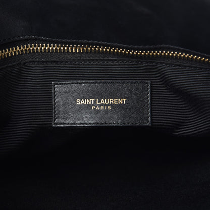 Saint Laurent Lambskin Matelasse Chevron Monogram Shopping Bag Black 6 of 16