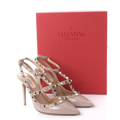 Valentino Garavani Patent Nappa Rockstud Ankle Strap 100mm Pumps 38 Poudre 9 of 9