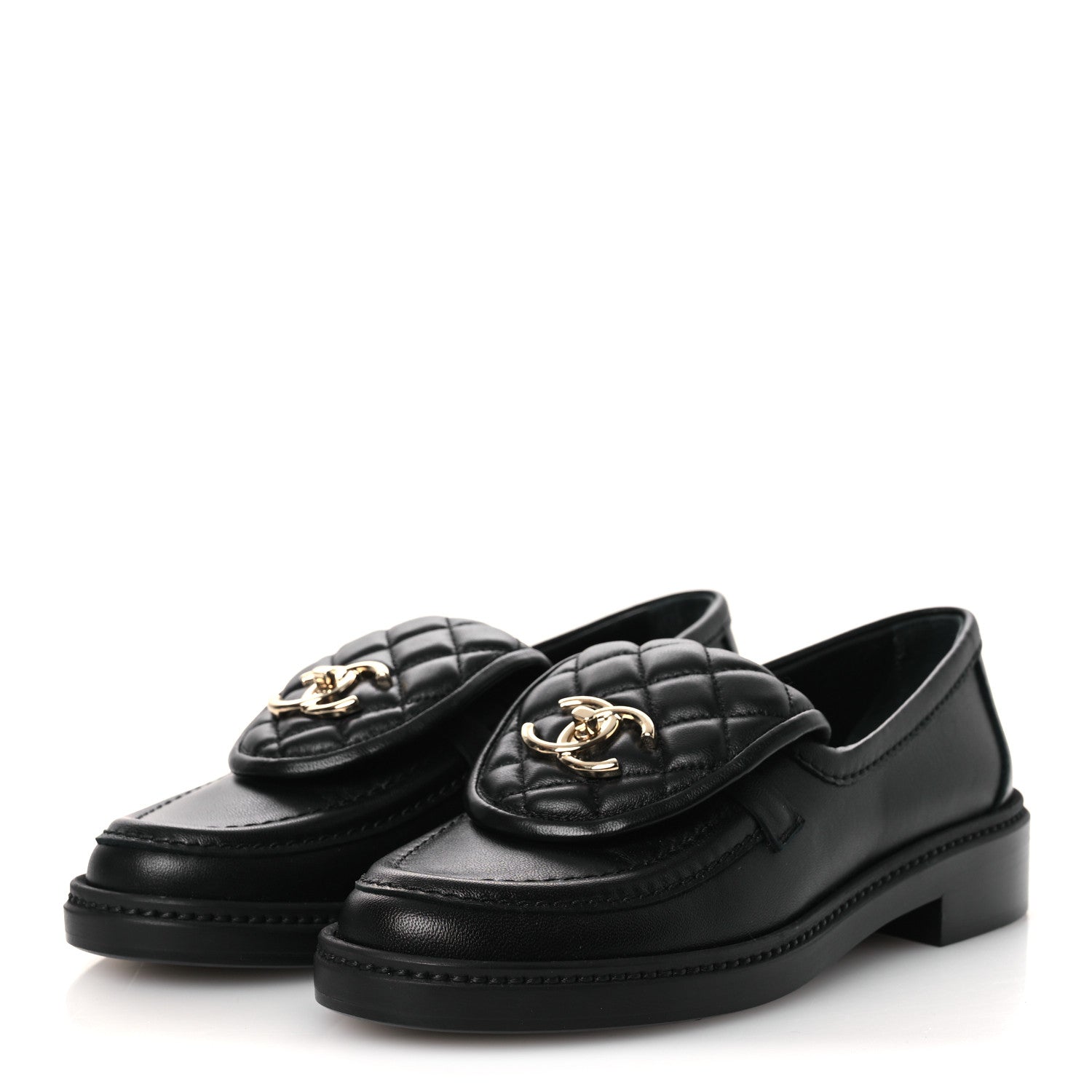 Chanel Lambskin Quilted CC Turnlock Loafers 36 Black 4 of 13